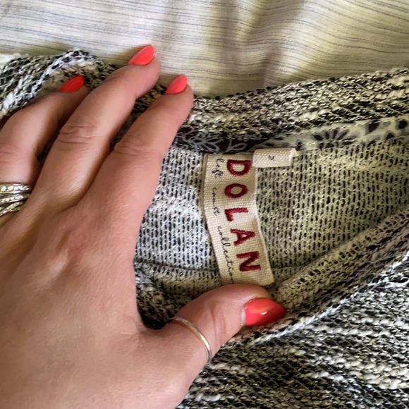 Anthro Ivory/Grey Knit Raglan Bell Sleeve Sweater - Picture 3 of 4